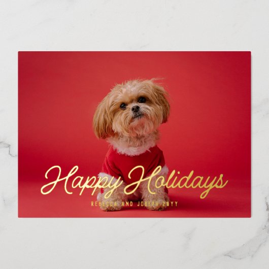 Photo Retro Script Prettige feestdagen Gold (Voorkant)