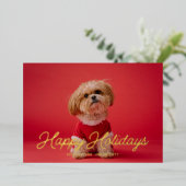 Photo Retro Script Prettige feestdagen Gold (Staand Voorkant)