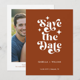 Photo Retro Typography Wedding Save The Date Aankondiging