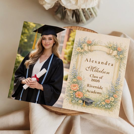 Photo Romantic Pastel Graduation Party Aankondiging