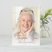 Photo Rose Gold Glitter Drip 80th Birthday Bedankkaart (Staand voorkant)