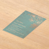 Photo Rose Gold Teal Transparent Wedding Acryl Uitnodigingen (Laagn)