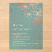 Photo Rose Gold Teal Transparent Wedding Acryl Uitnodigingen (Voorkant)