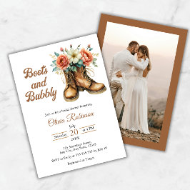 Photo Rustic Boots and Bubbly Bridal Shower Kaart