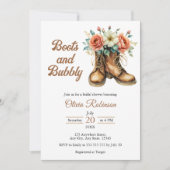 Photo Rustic Boots and Bubbly Bridal Shower Kaart (Voorkant)