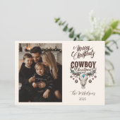 Photo Rustic Cowboy Christmas Feestdagenkaart (Staand voorkant)