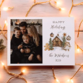 Photo Rustic Gingerbread Cabin Christmas Feestdagenkaart