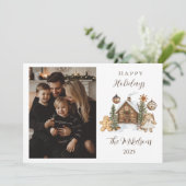Photo Rustic Gingerbread Cabin Christmas Feestdagenkaart (Staand voorkant)
