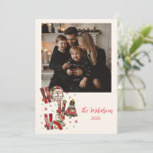 Photo Rustic Patchwork Ho Ho Ho Christmas Feestdagenkaart (Staand voorkant)