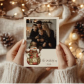 Photo Rustic Patchwork Snowman Christmas Feestdagenkaart