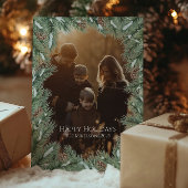 Photo Rustic Pinecone Family Christmas Feestdagenkaart