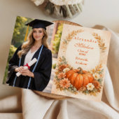 Photo Rustic Pumpkin Floral Fall Graduation Aankondiging