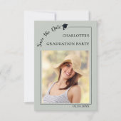 Photo sage green Graduation party Save the Date (Voorkant)