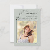 Photo Sage Green Graduation party Save the Date (Voorkant)