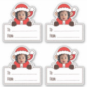 Photo Santa Gift Tag Sticker (Voorkant)