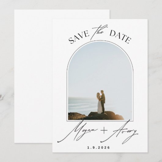 Photo Save the Date Card with Couple Picture (Voorkant / Achterkant)