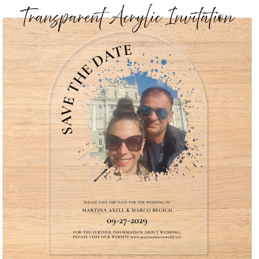 Photo Save the date Clear Acryl Uitnodigingen