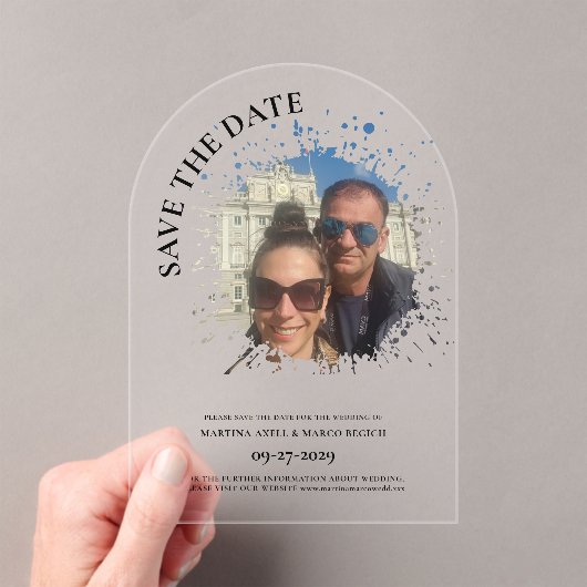 Photo Save the date Clear Acryl Uitnodigingen (Insitu (Draagbaar))