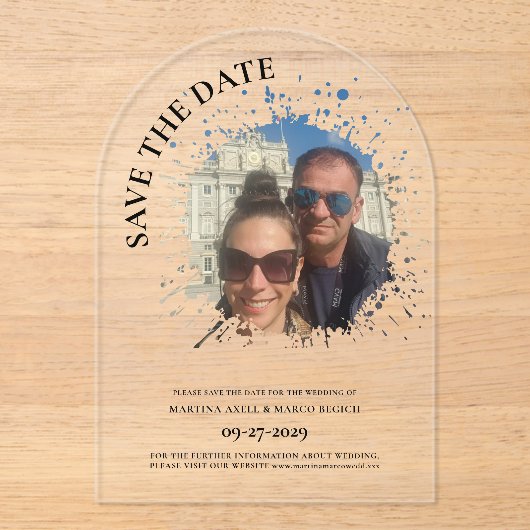 Photo Save the date Clear Acryl Uitnodigingen (Voorkant)