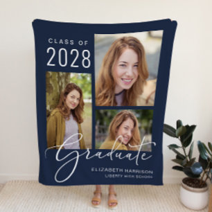 Photo Script Blue Afstuderen Fleece Deken