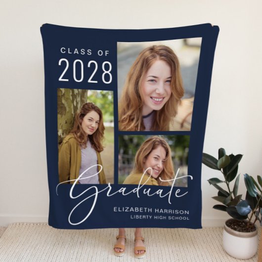 Photo Script Blue Afstuderen Fleece Deken