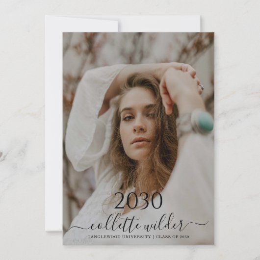 Photo Script Graduation Party Invitation Kaart (Voorkant)