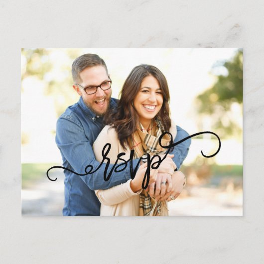 Photo Script Wedding RSVP-Briefkaart Uitnodiging Briefkaart (Voorkant)
