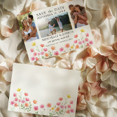 Photo Set Pink Orange Floral Wedding Save The Date