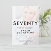 Photo Seventy Black White 70th Birthday Kaart (Staand voorkant)