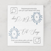 Photo Share Folded table card Teal Monogram Plaatskaartje (Buitenkant ongevouwen)