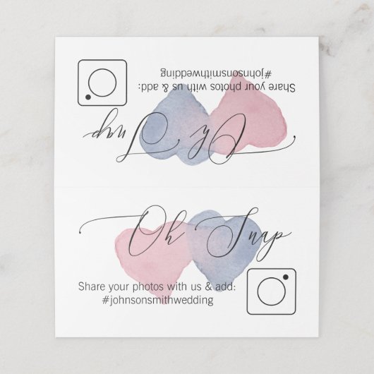 Photo Share Gevouwen tafelkaart #hashtag Harten Plaatskaartje (Buitenkant ongevouwen)