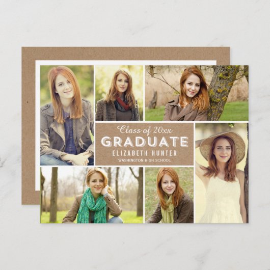 Photo Showcase Afstuderen Announcement Craft Uitnodiging Briefkaart (Voorkant / Achterkant)