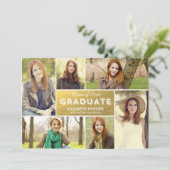 Photo Showcase Afstuderen Invitation - Gold Kaart (Staand voorkant)