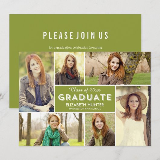 Photo Showcase EDITABLE COLOR Afstuderen Kaart (Voorkant / Achterkant)