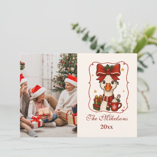 Photo Silly Goose Christmas Feestdagenkaart (Staand voorkant)