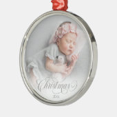 Photo Silver Christmas Script-Ornament Metalen Ornament (Links)