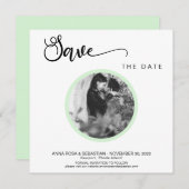 *~* PHOTO Simple Mint Boho Wedding Save the Date (Voorkant / Achterkant)