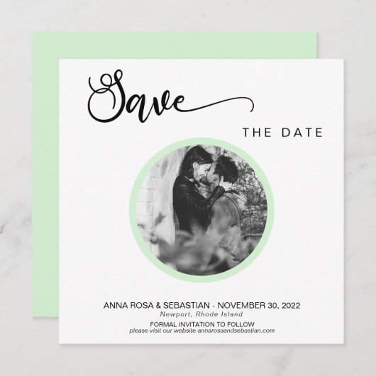 *~* PHOTO Simple Mint Boho Wedding Save the Date (Voorkant / Achterkant)