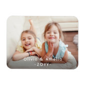 Photo & Simple White Vintage Typography  Keepsake Magneet (Horizontaal)