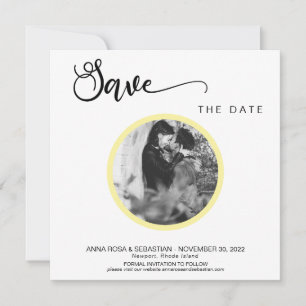 *~* PHOTO Simple Yellow Boho Weddenschap Save the  Save The Date