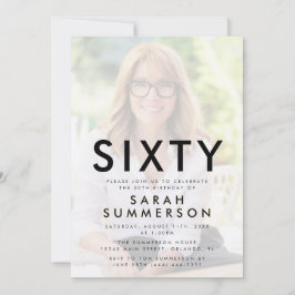 Photo Sixty Black White 60th Birthday Kaart