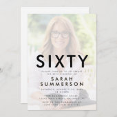 Photo Sixty Black White 60th Birthday Kaart (Voorkant / Achterkant)