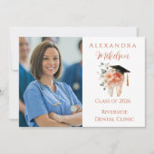 Photo Soft Floral Tooth Graduation Party Aankondiging (Voorkant)