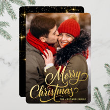 PHOTO Sparkle Merry-kerstgroet Gold