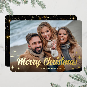 PHOTO Sparkle Merry-kerstgroet Gold Folie Feestdagenkaart