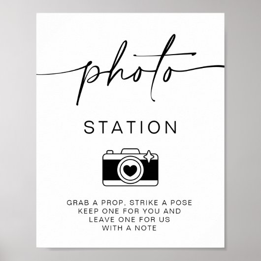 Photo Station Minimalistische bruiloft gastenboek  Poster (Voorkant)
