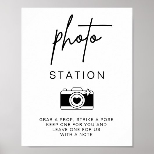 Photo Station Minimalistische bruiloft gastenboek  Poster (Voorkant)
