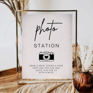 Photo Station Minimalistische bruiloft gastenboek  Poster