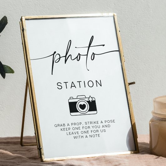 Photo Station Minimalistische bruiloft gastenboek  Poster