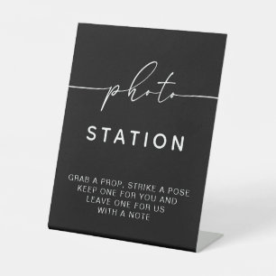Photo Station Minimalistische bruiloft gastenboek Reclamebord Met Voetstuk